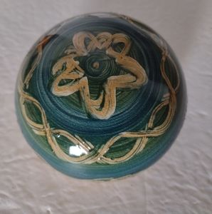 Raven Pottery Seagrove NC 1991 Blue Green Tan